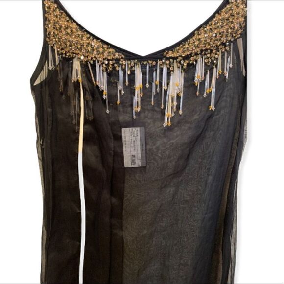 PRADA Crystal&Bead Embellished Sheer Black Dress - Picture 3 of 15